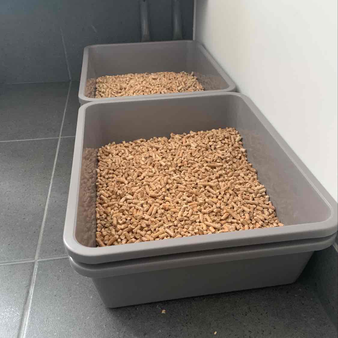 Kitter Cat Litter Beige Double Tray Set And Scoop For Wood Pellets 32.95