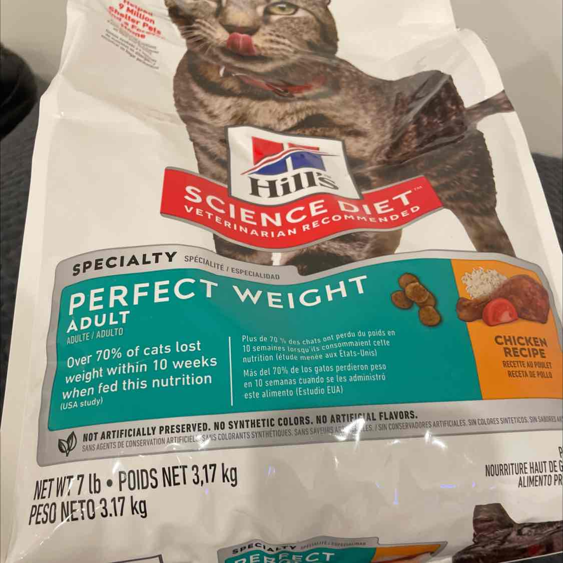 thumbnail image 2 of Hill's Science Diet Adult Perfect Weight Dry Cat Food – Chicken Recipe (3-15 Lb Bags) 2 of 3