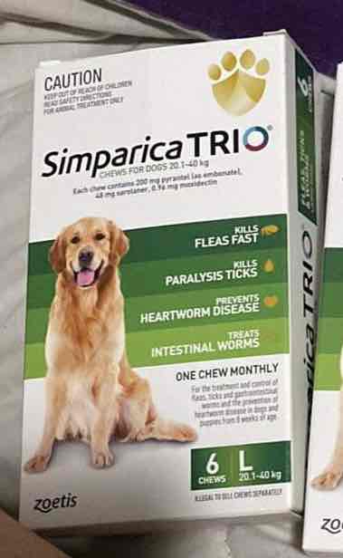 Simparica TRIO For Dogs 20.1- 40kg Green Large 3 Chews - $57.79