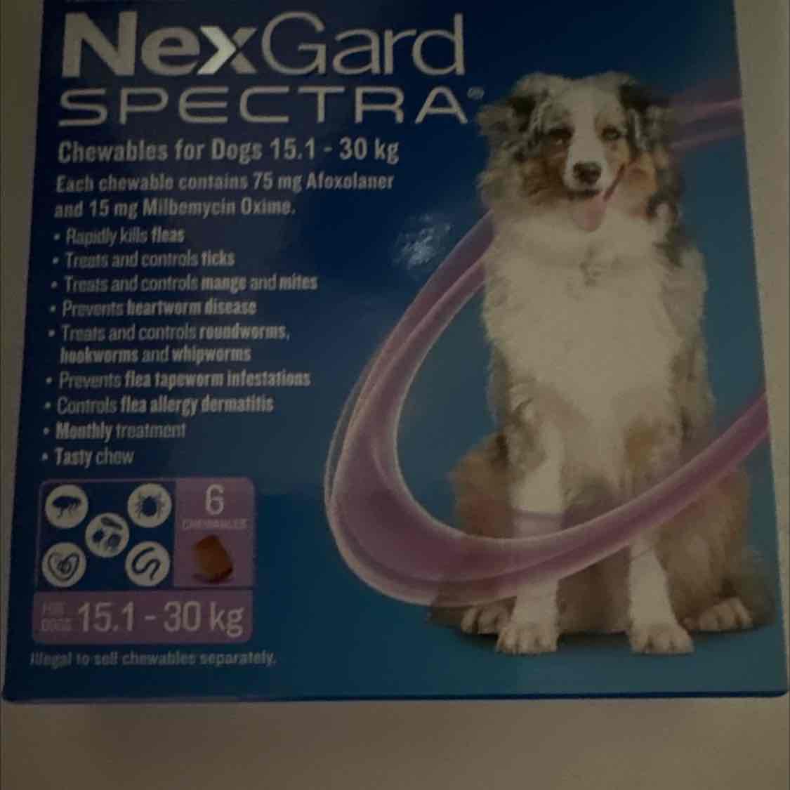 NEXGARD SPECTRA CHEWS FOR MEDIUM DOGS (GREEN) (7.5-15KG) 3'S