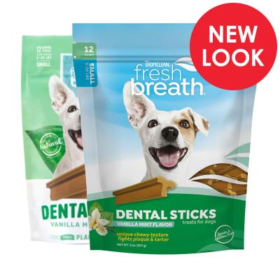 Tropiclean Fresh Breath Dental Sticks Vanilla Mint Small For Dogs 2.5-11.5kg 12 Pack 227gm