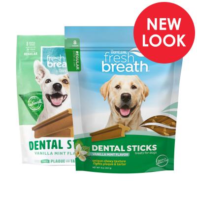 Tropiclean Fresh Breath Dental Sticks Vanilla Mint Regular For Dogs Over 11.5kg 8 Pack 227gm 