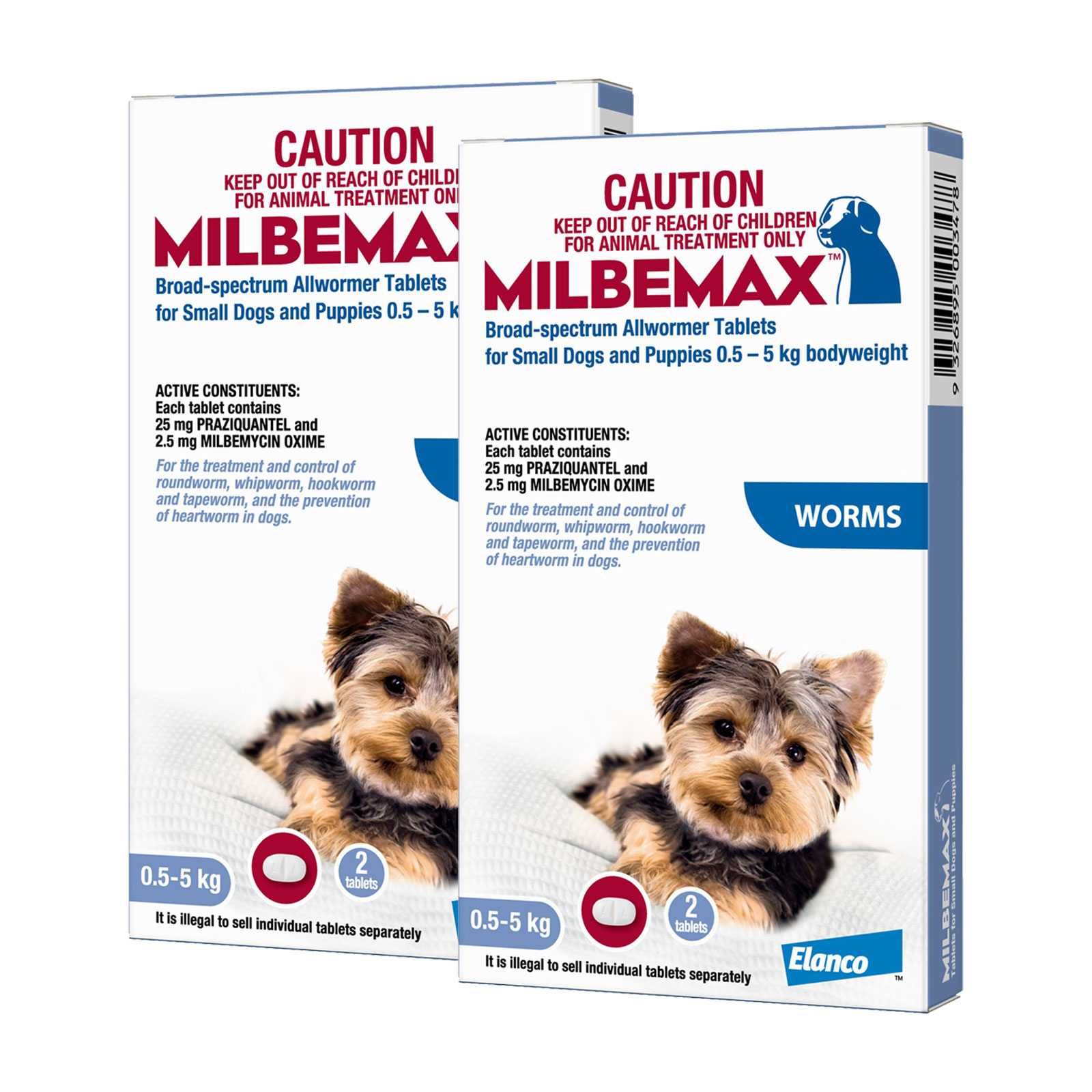 Milbemax Allwormer For Small Dogs 0.5 5kg 2 Tablets X 2 16.25