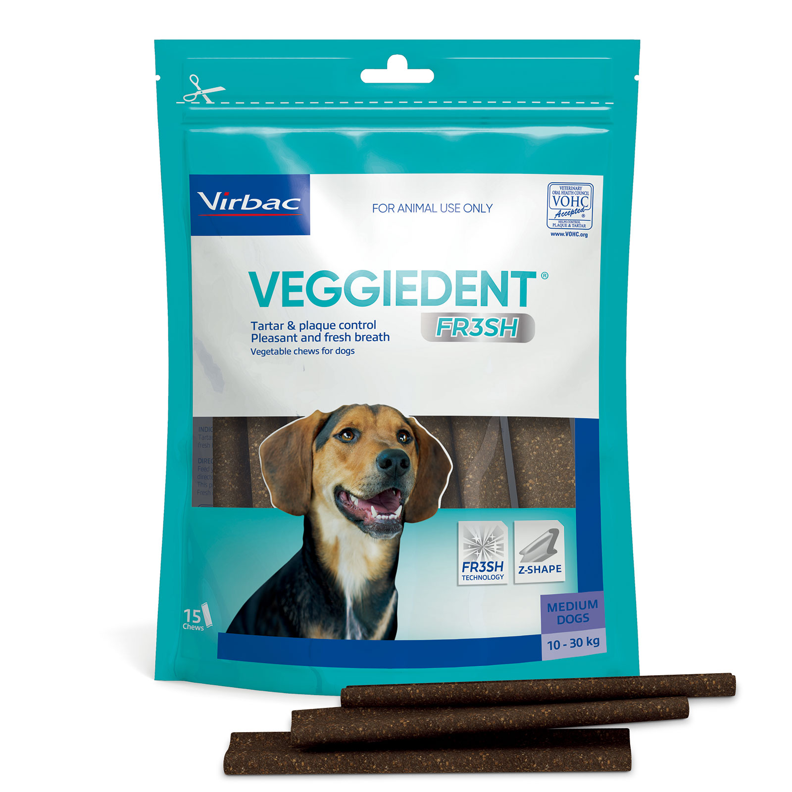 Veggiedent Fr3sh Medium Dental Treats For Dogs 1030kg 15 Pack 24.96