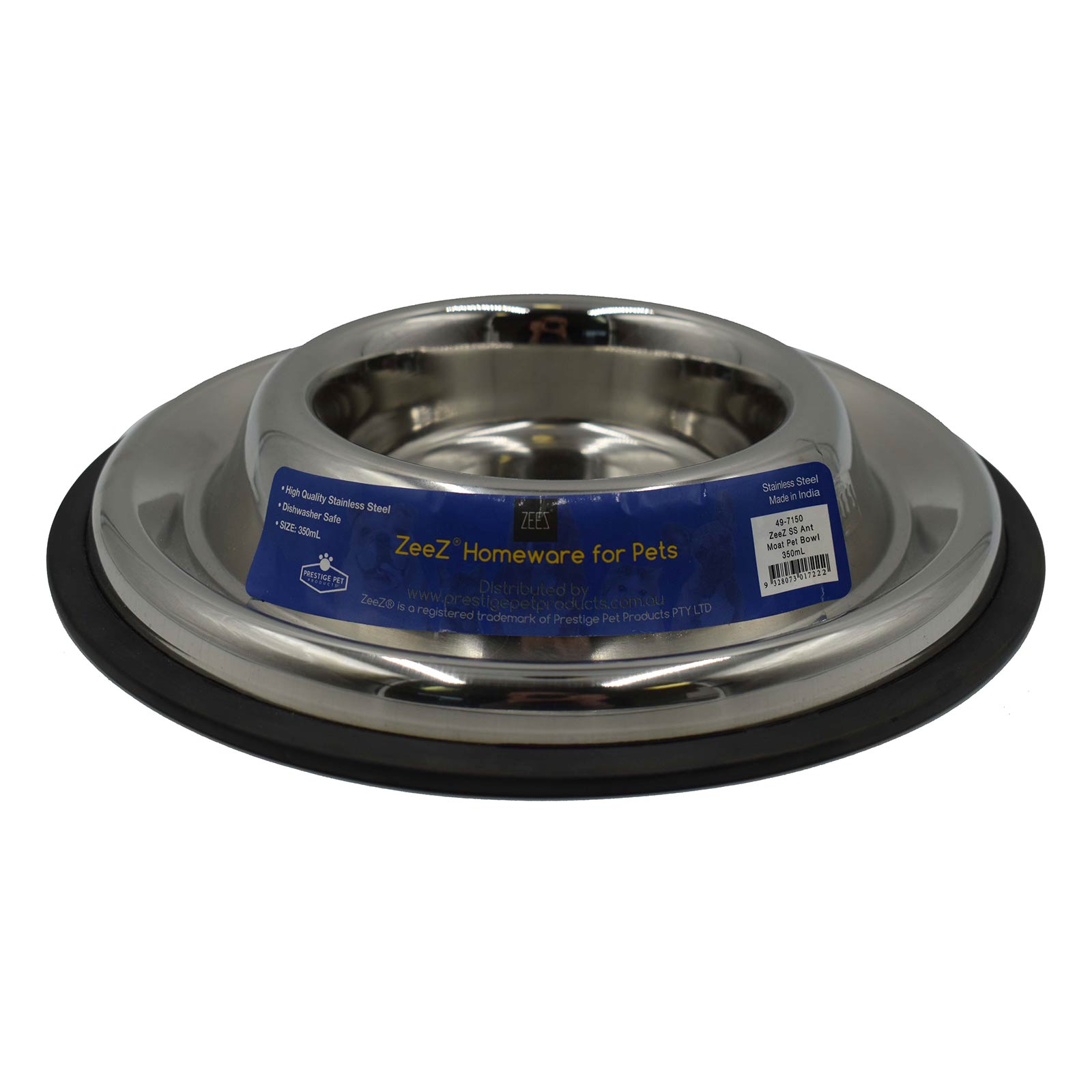 Zeez Stainless Steel Ant Free Moat Pet Bowl For Dogs And Cats 350ml