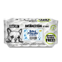 Absorb Plus Antibacterial Baby Powder Pet Grooming Wipes For Dogs 80 Pack