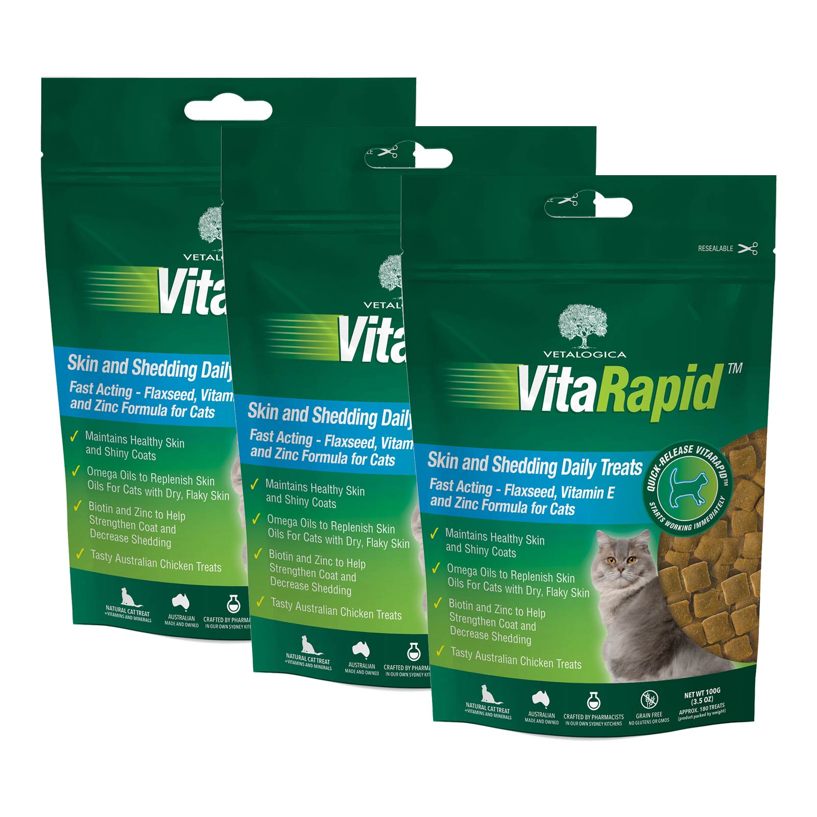 Vetalogica VitaRapid Grain Free Skin And Shedding Daily Treats For Cats ...