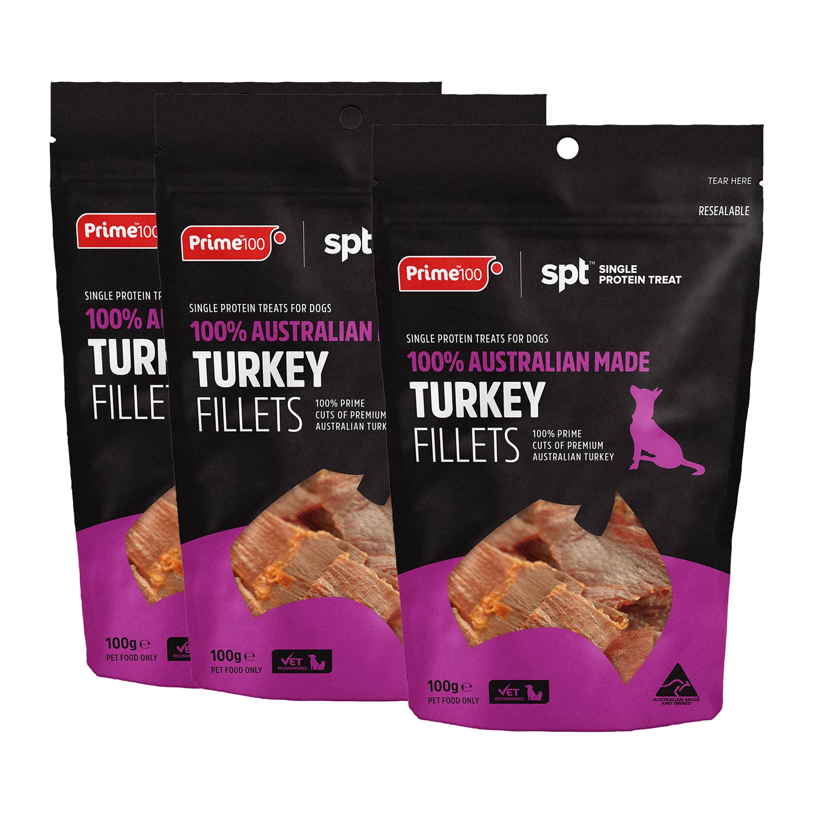 Prime100 Spt Single Protein Turkey Fillet Treats For Dogs 300g 2398