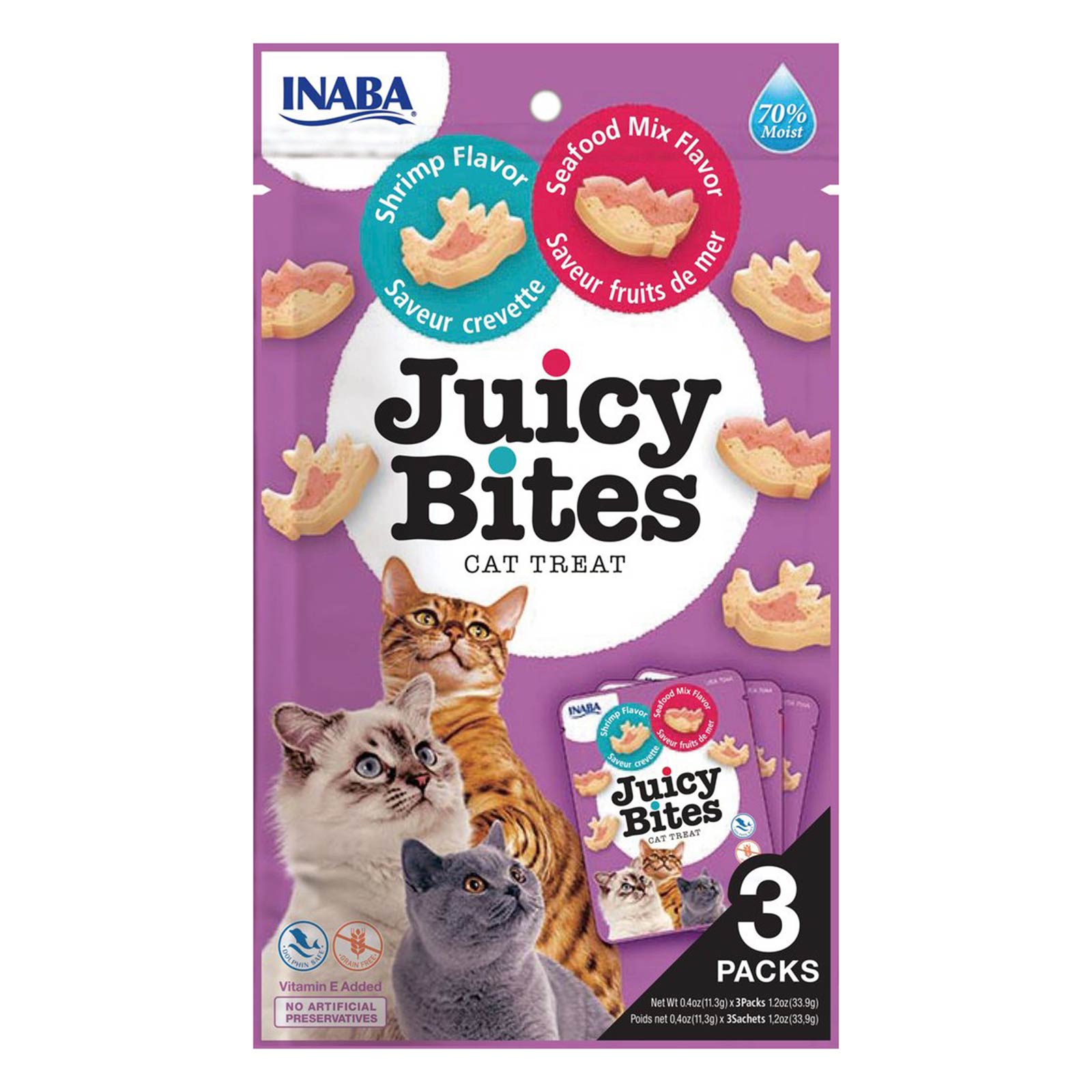 Inaba Juicy Bites Shrimp And Seafood Mix Cat Treats 3 Pack 33.9gm 3.99