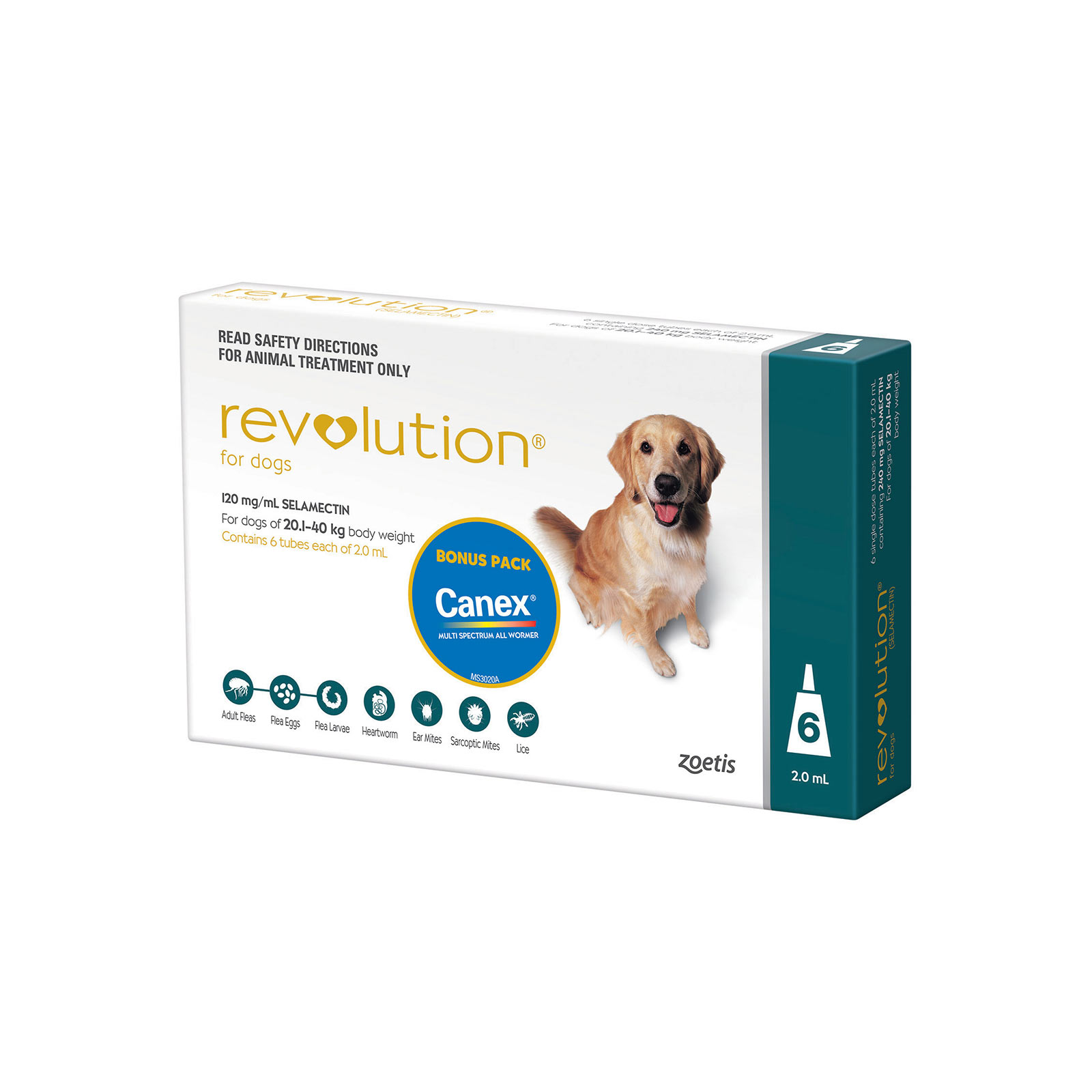 Revolution For Dogs 20.140kg Teal 6 Pack With Canex Tablets 132.60
