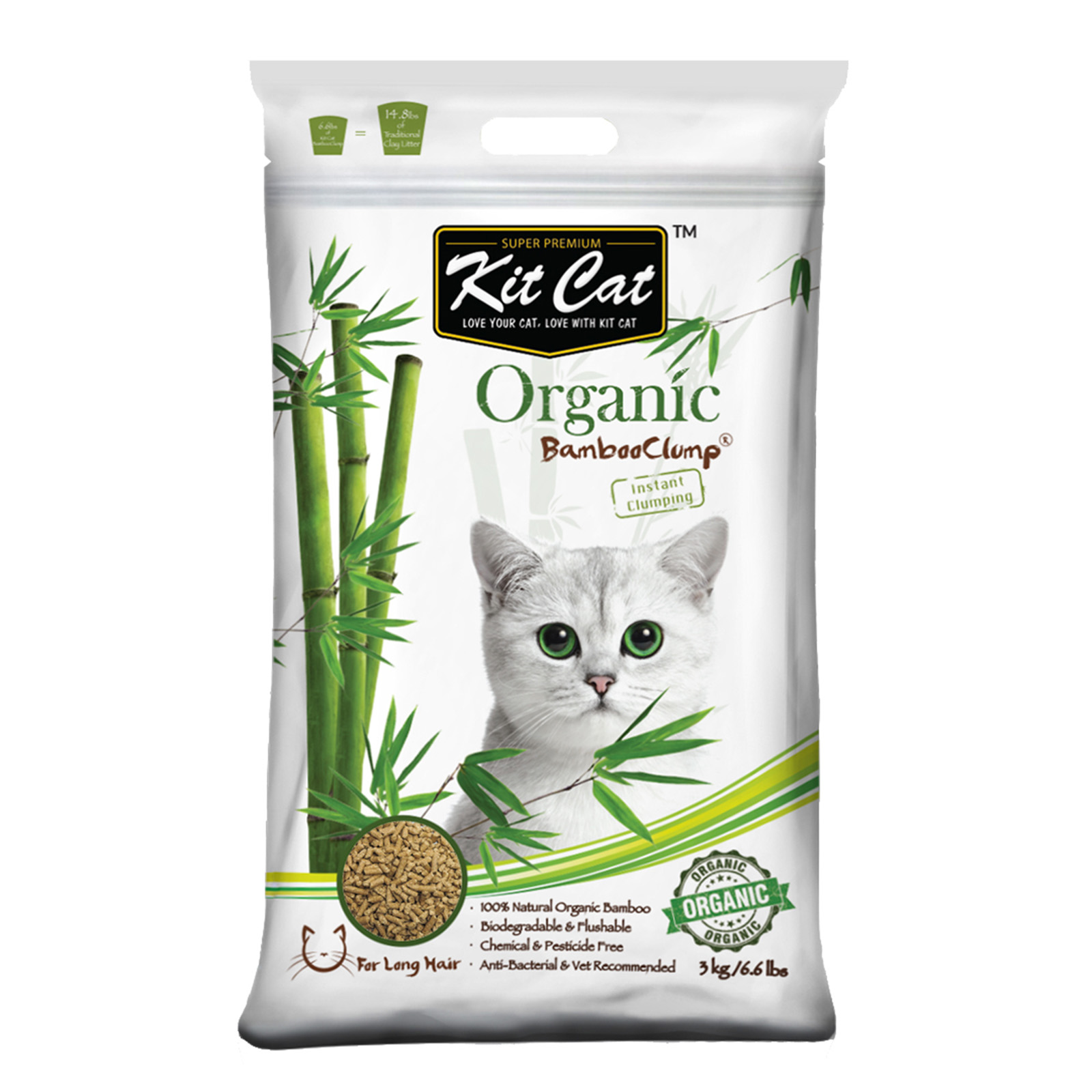 Kit Cat Natural Organic Bamboo Biodegradable Clumping Litter For Long