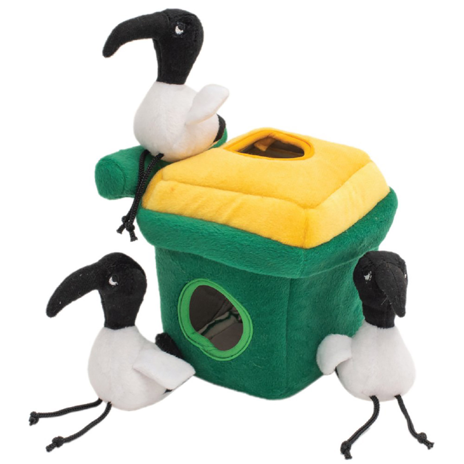 Zippy Paws Puzzle Burrow Bin Chicken In Wheelie Bin Squeak Plush Treat