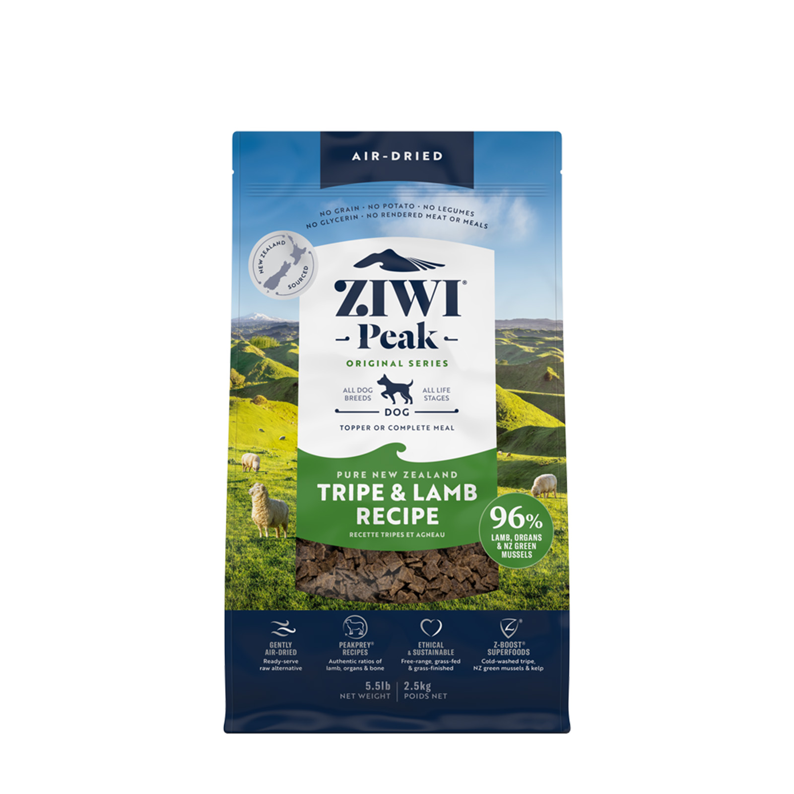 Ziwi Peak Grain Free Tripe And Lamb All Life Stages Air Dried Meat Dog