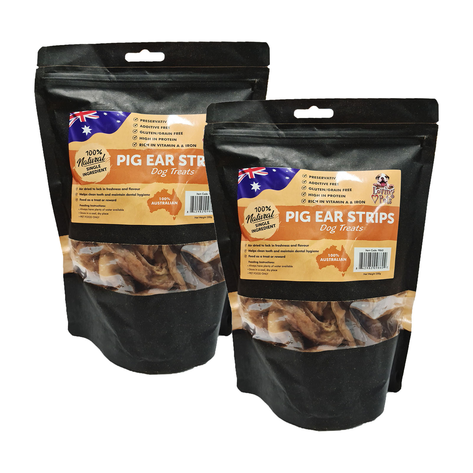 Loving Pets Pig Ear Strips Natural Dried Treats For Dogs 400gm 32.90