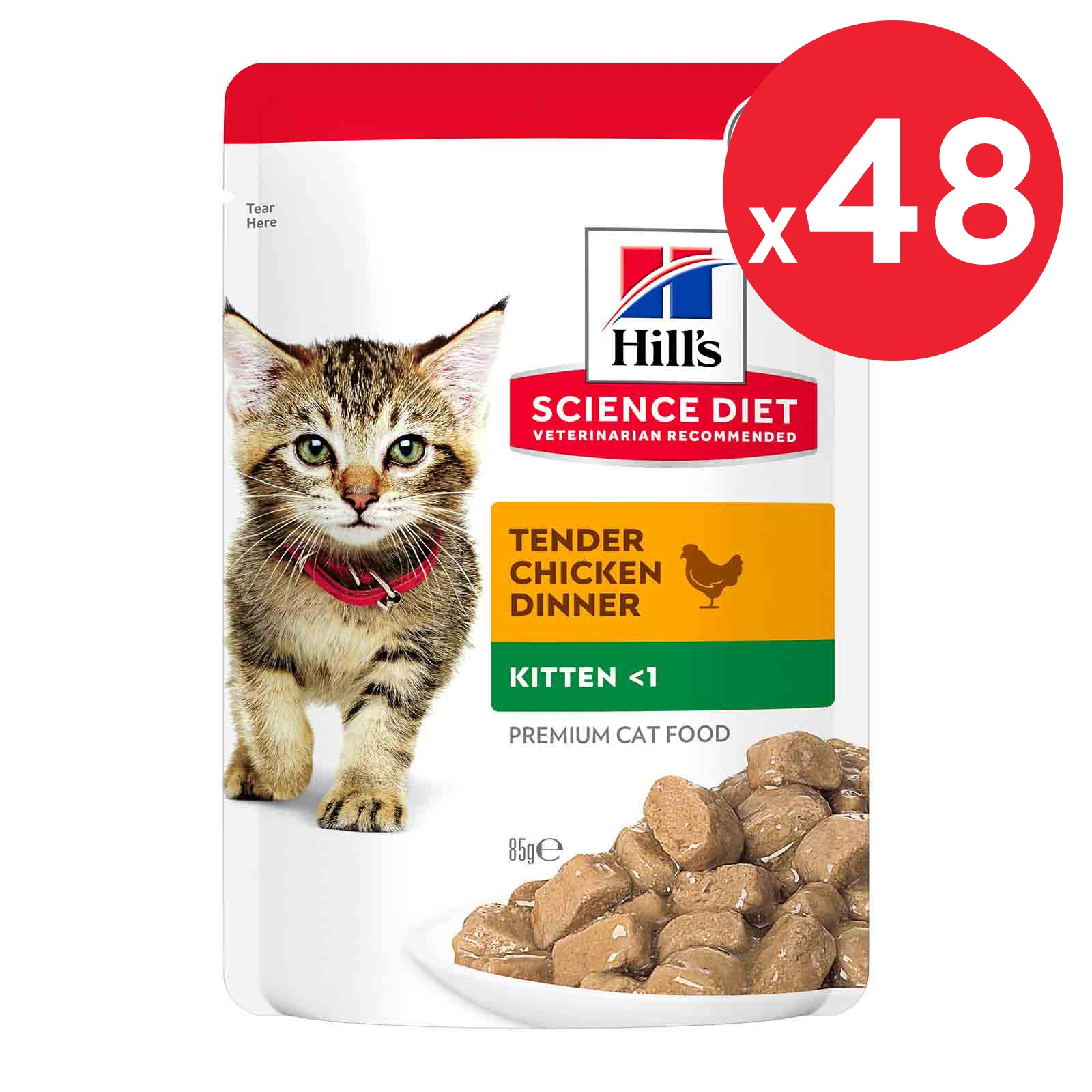 Hills Science Diet Tender Chicken Dinner Kitten Pouches Wet Cat Food 85gm x 48 132.96