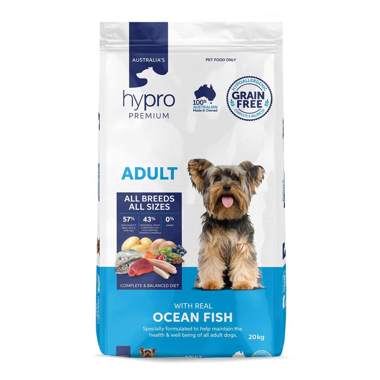 Hypro Premium Grain Free Ocean Fish All Breed Adult Dry Dog Food 20kg