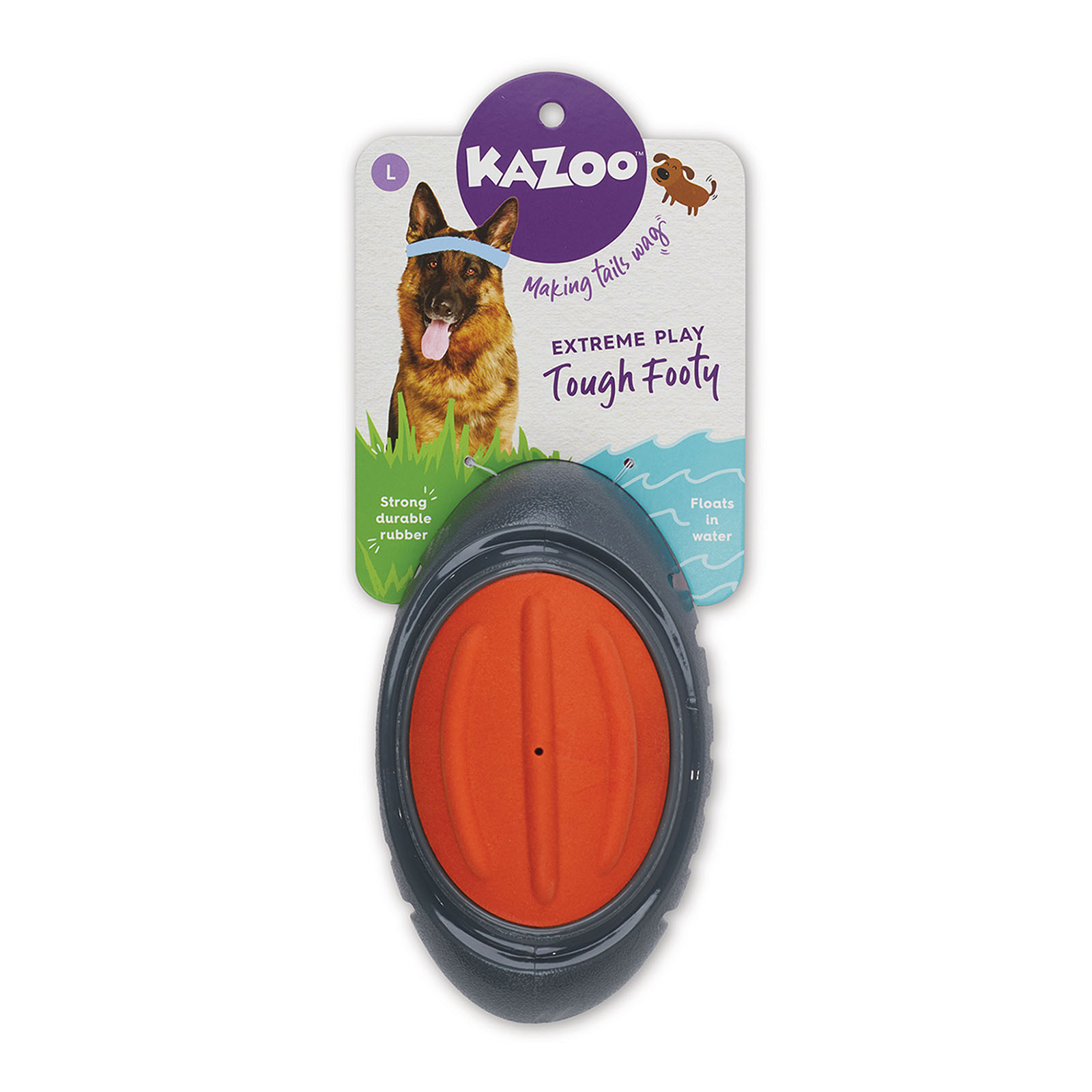 Kazoo Extreme Play Tough Footy Large Rubber Squeaky Ball Toy For Dogs ...