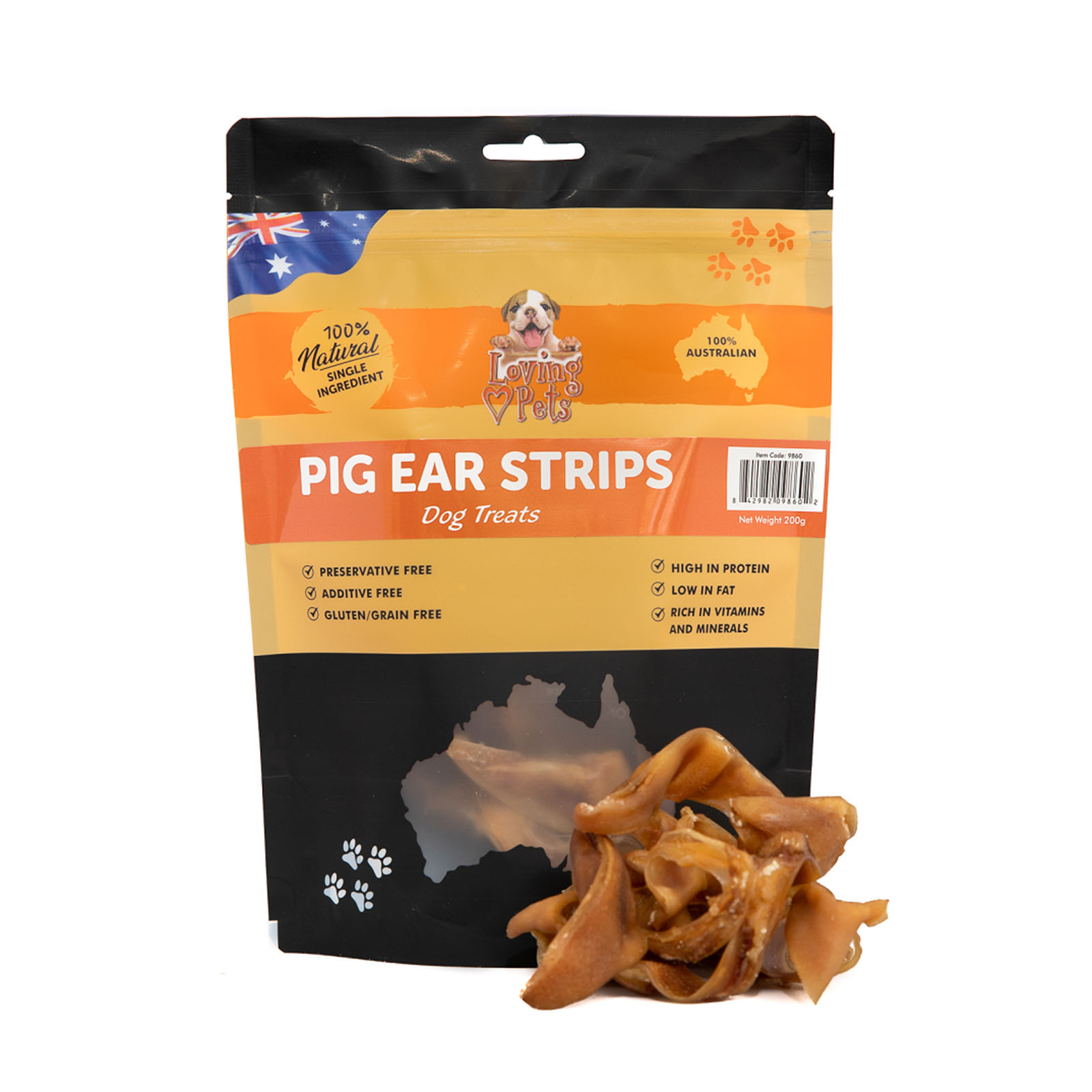 Loving Pets Pig Ear Strips Natural Dried Treats For Dogs 200gm - $14.36