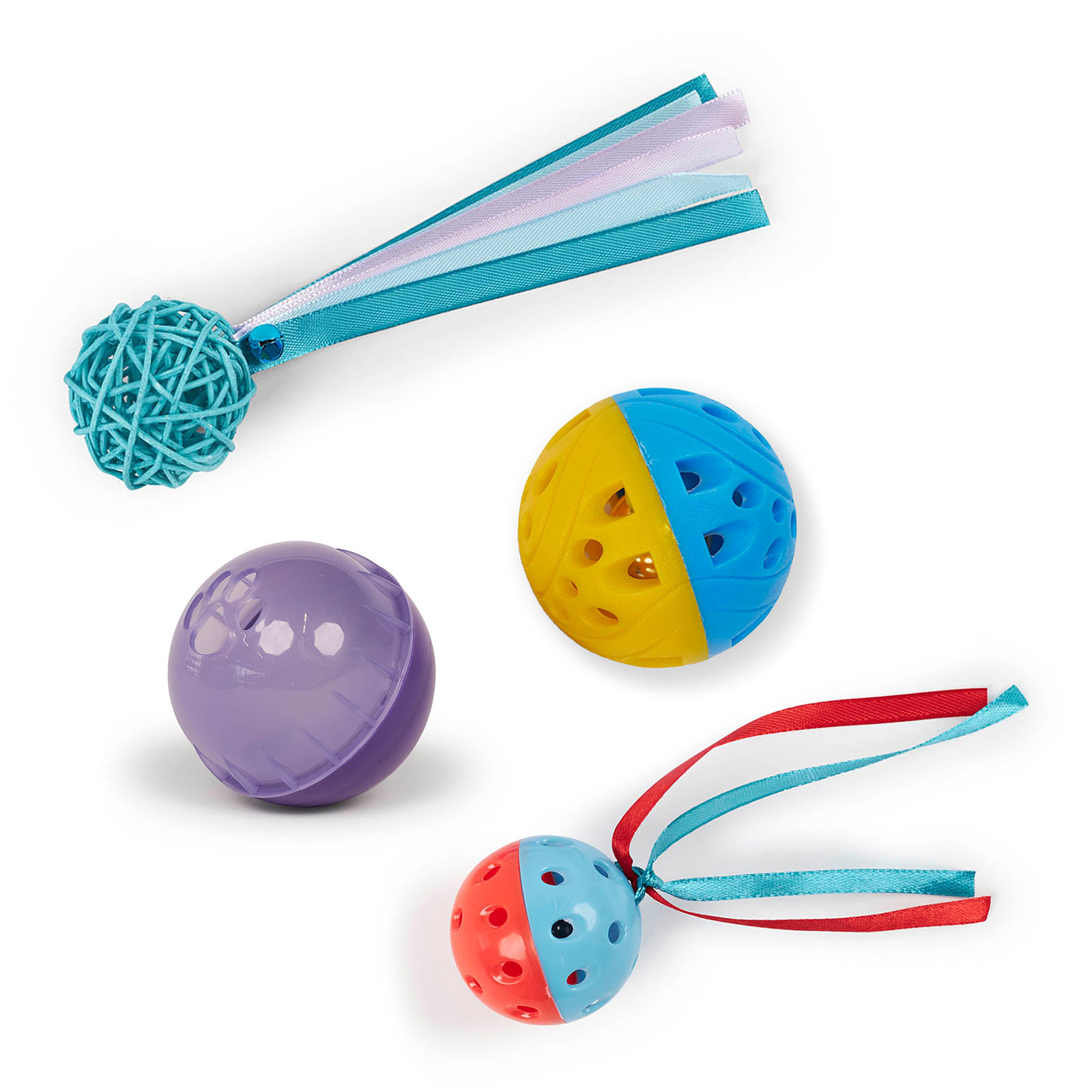 Kazoo Kitty Toy Ball Pack With Jingle Wicker Streamer Balls And Treat ...