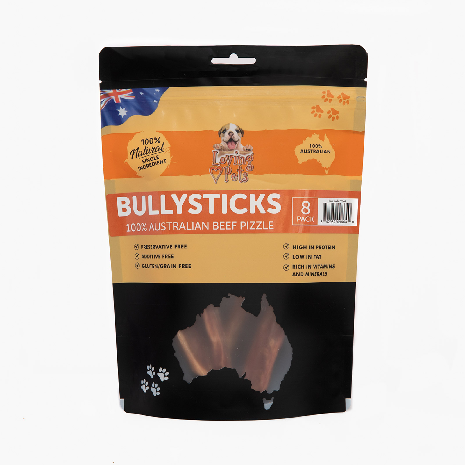 Loving Pets BullySticks Australian Dried Beef Pizzle Natural Treats For