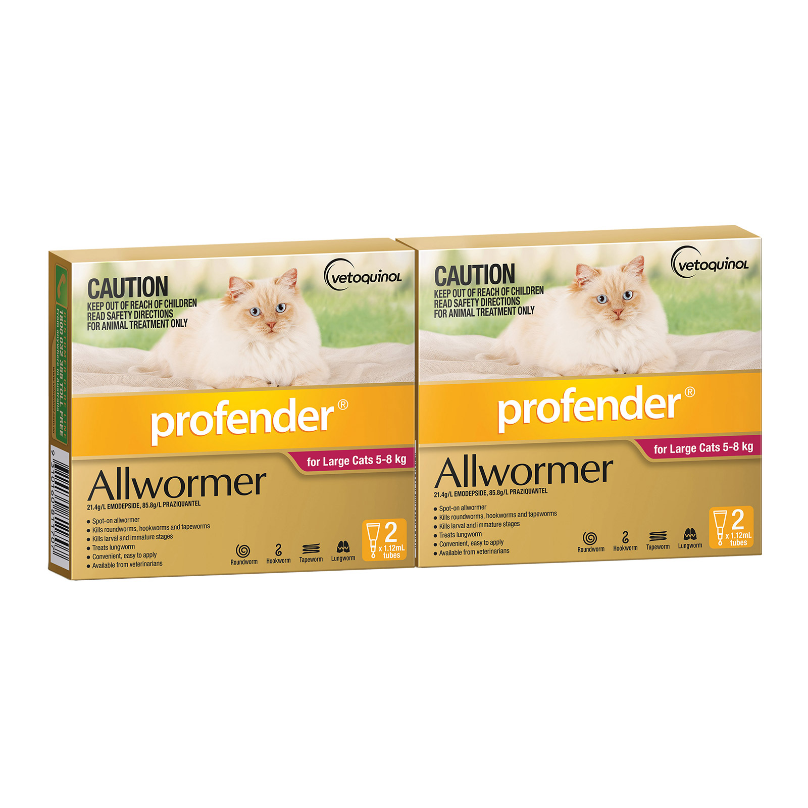 Profender For Cats All Wormer Red 58kg x 2 62.36
