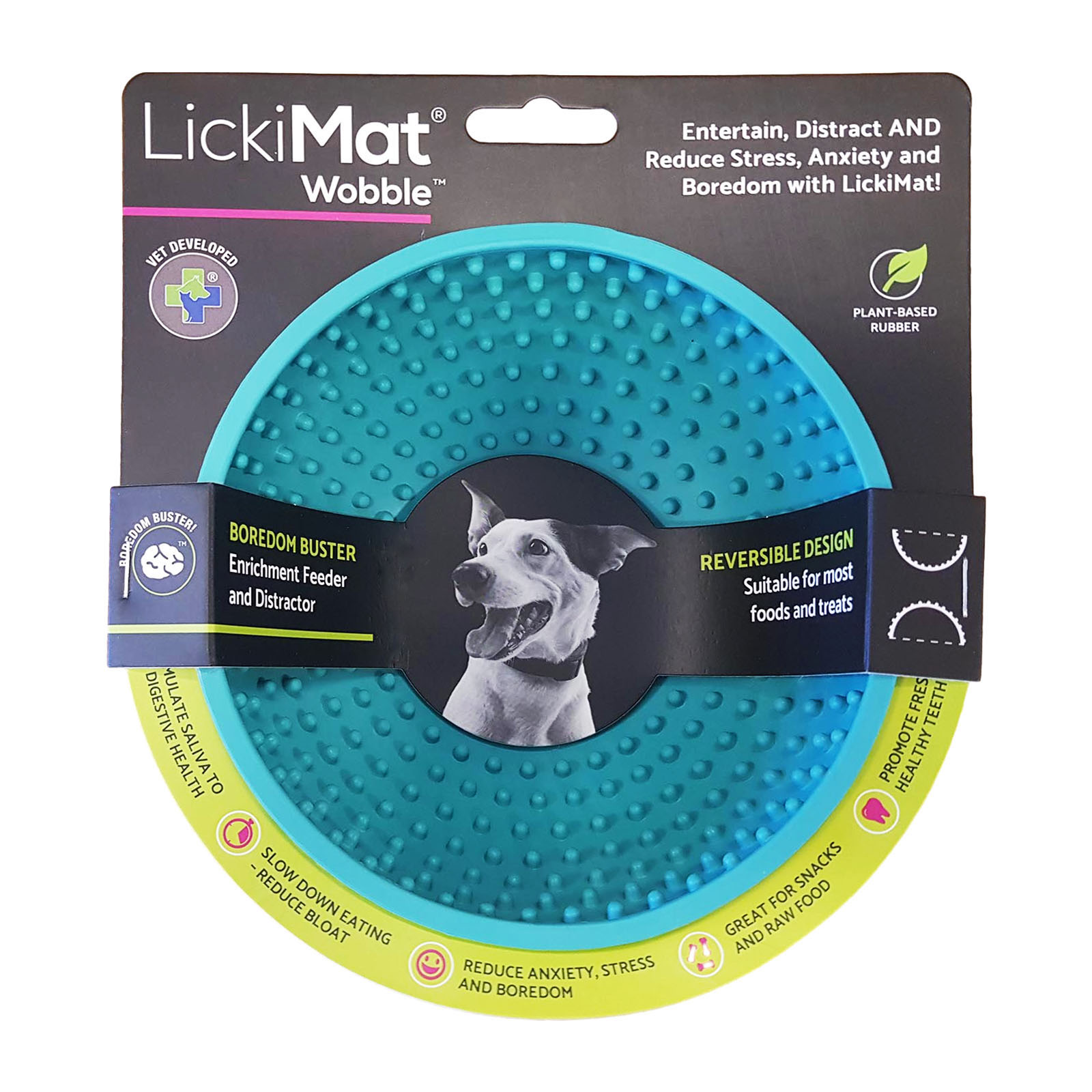 Dog Feeder Lickimat Wobble Turquoise Rubber