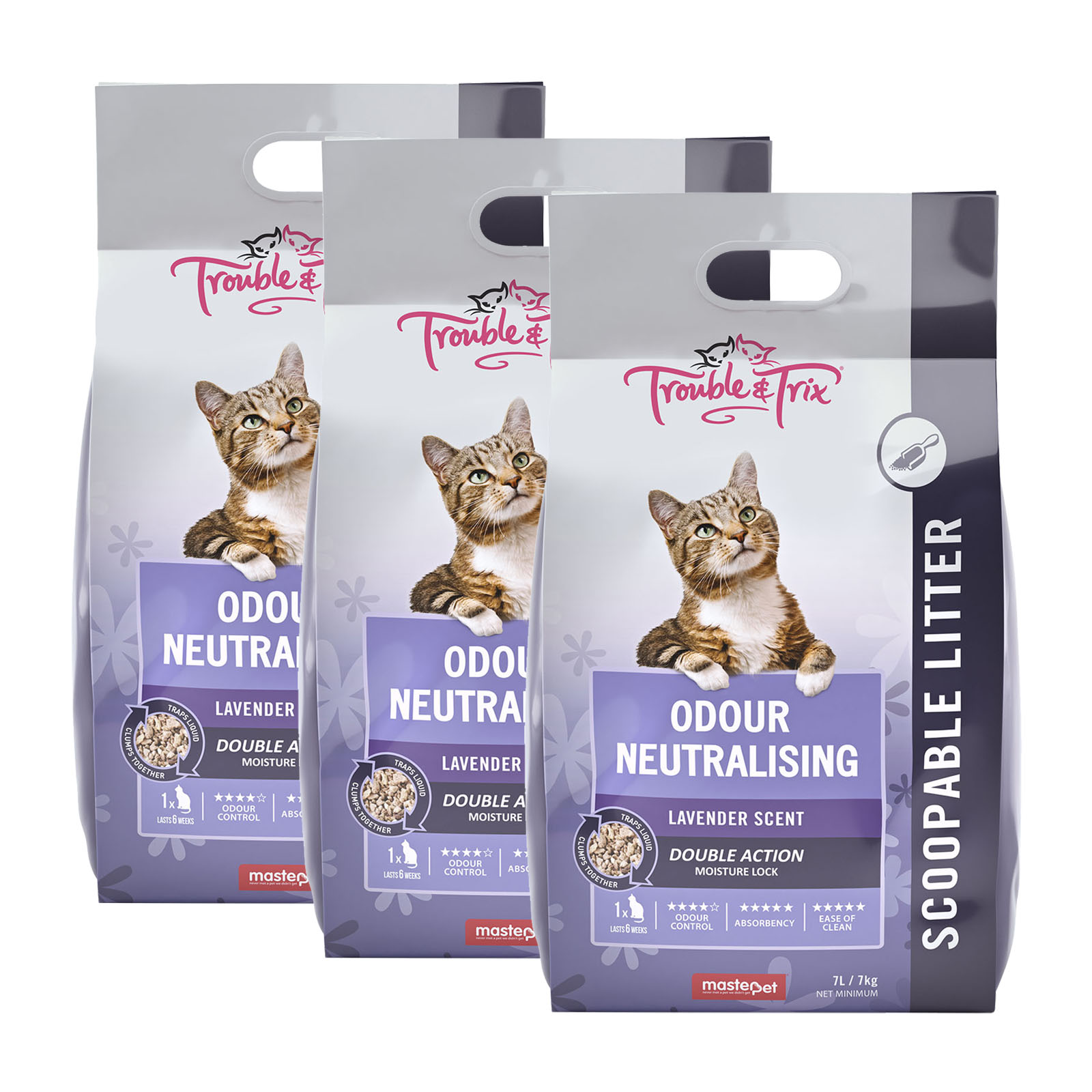 Trouble & Trix Lavender Clumping Scoopable Clay Litter For Cats 21kg